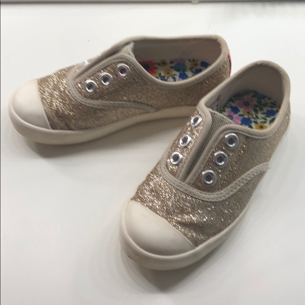 Mini Boden Glitter Gold Slip on Sneaker. Size 8.